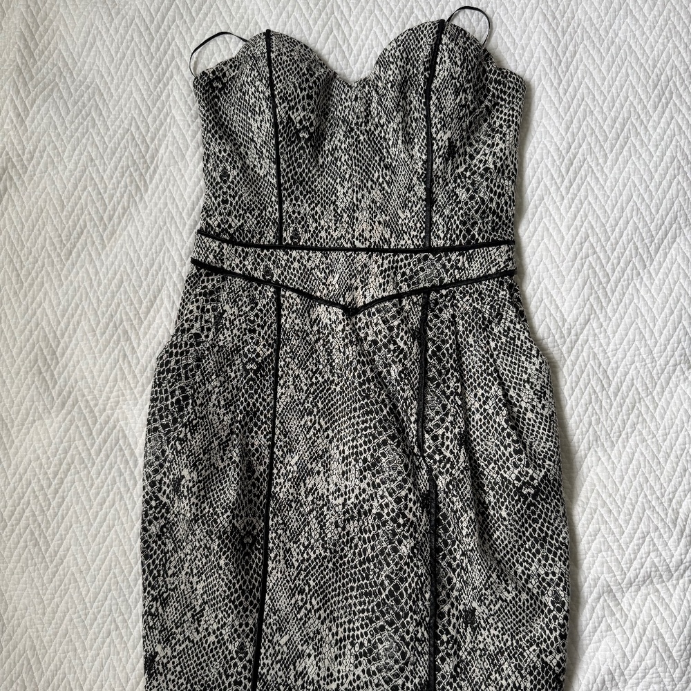 Guess Strapless Snake Print Dress Size 4 Vintage - Picture 2 of 11